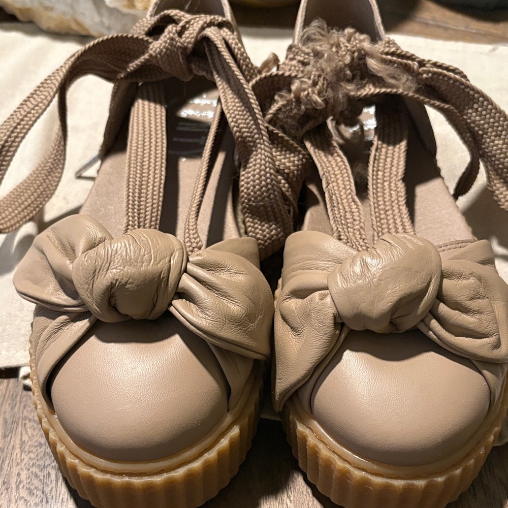 Platform Knot-Front Ballet Espadrille in Tan